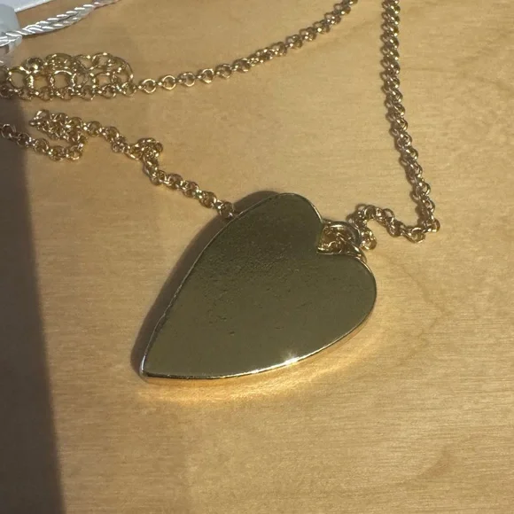 Gold Tone Initial “A” Black Heart Rhinestone Pendant Necklace - Picture 4 of 4